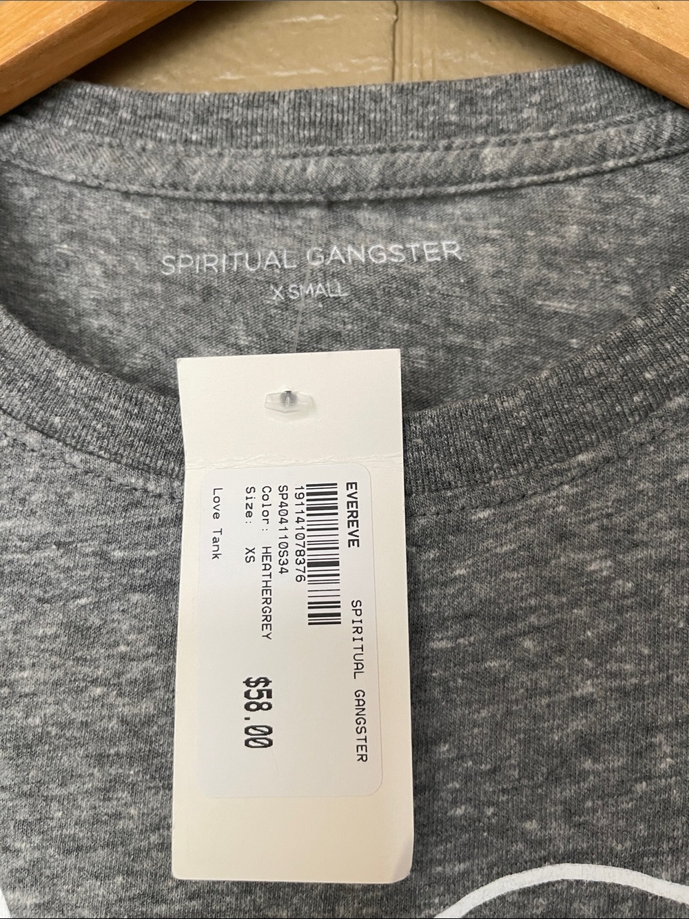 Spiritual Gangster Love Jade Muscle Tank in Heather Gray Size XS - Picture 2 of 8